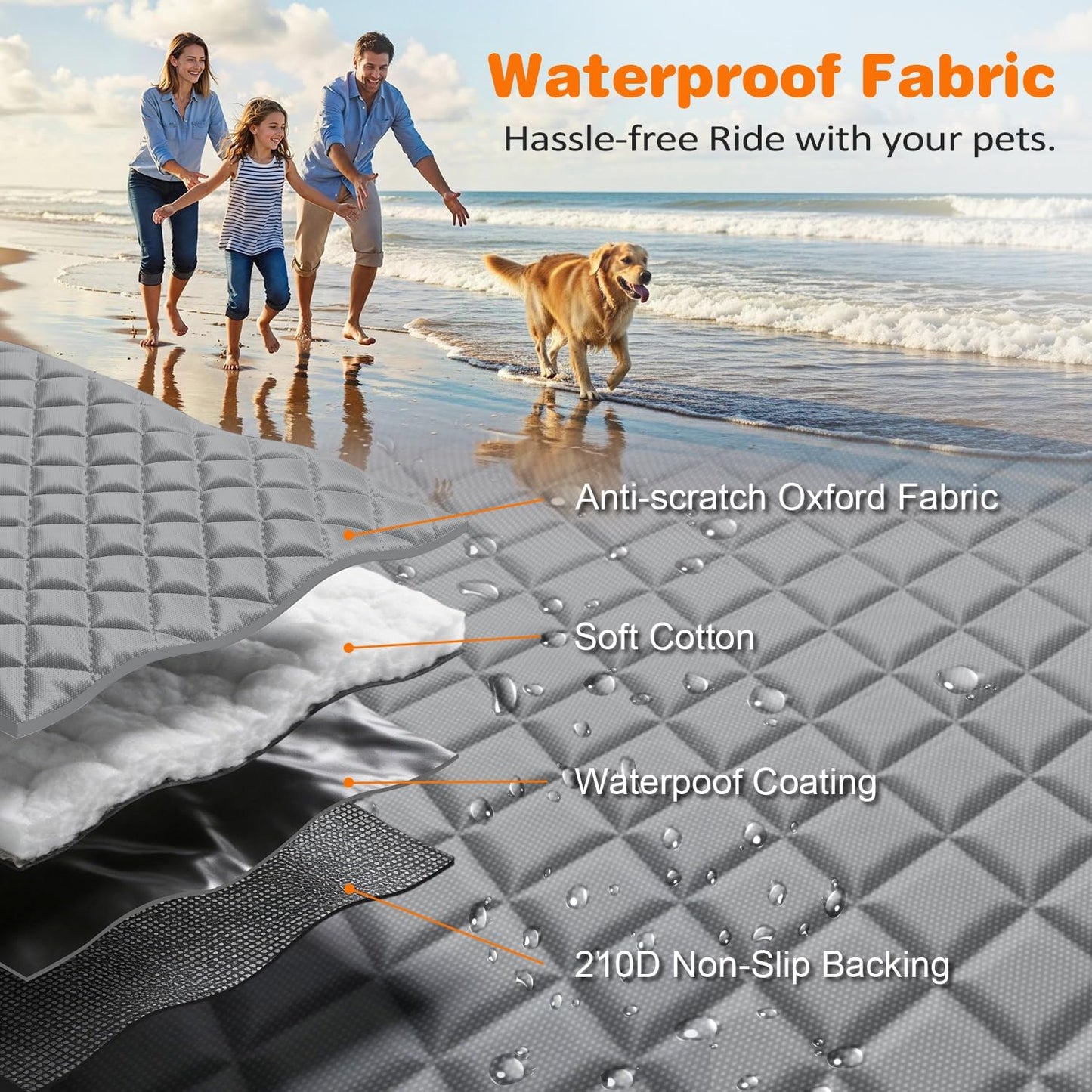 4-in-1 Waterproof Dog Car Seat Cover for Back Seat - Hammock Style