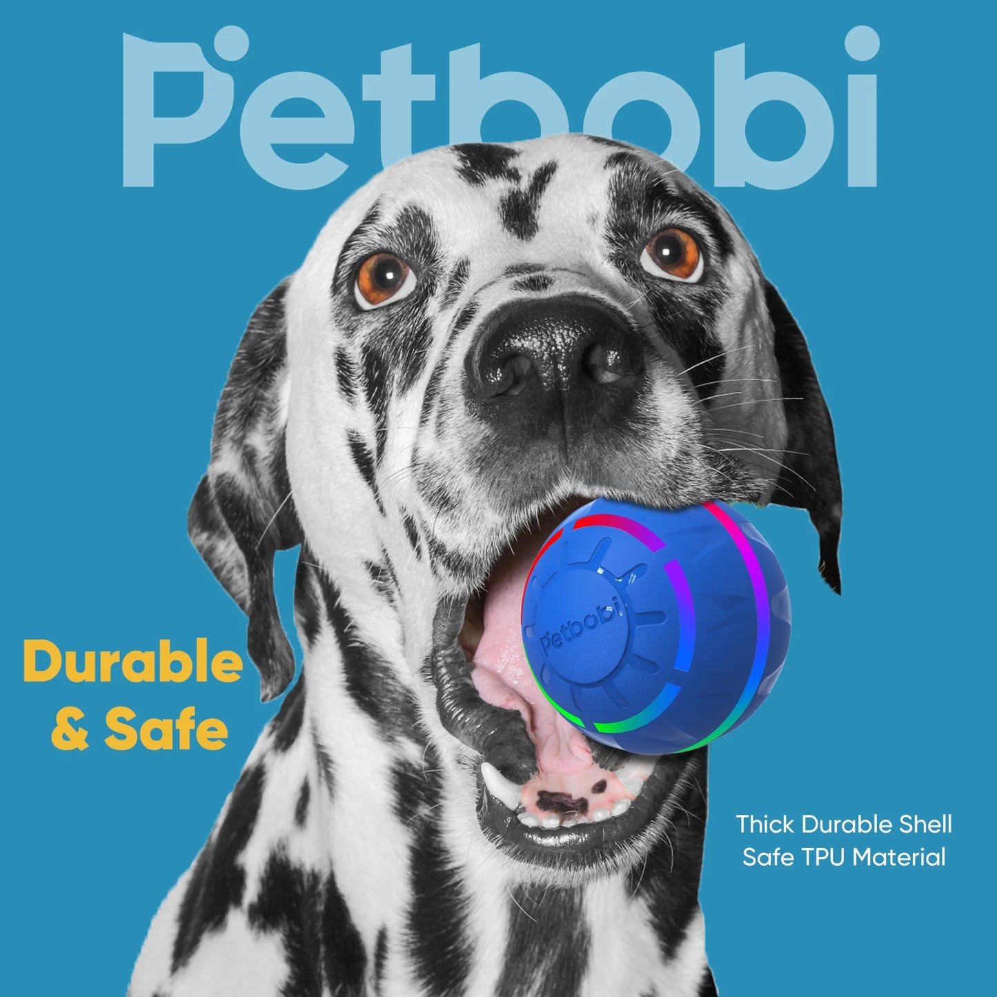 Interactive LED Dog Ball - Rechargeable Rolling Toy for Medium to Large Dogs with Motion and Flashing Lights, Blue