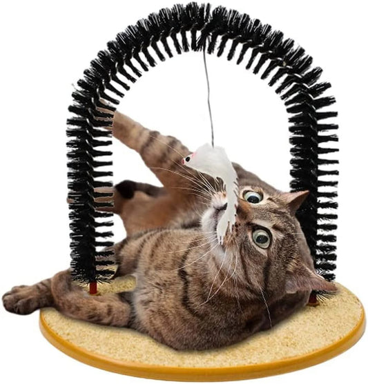 Interactive Cat Grooming and Scratching Set with Catnip and Self-Grooming Arch