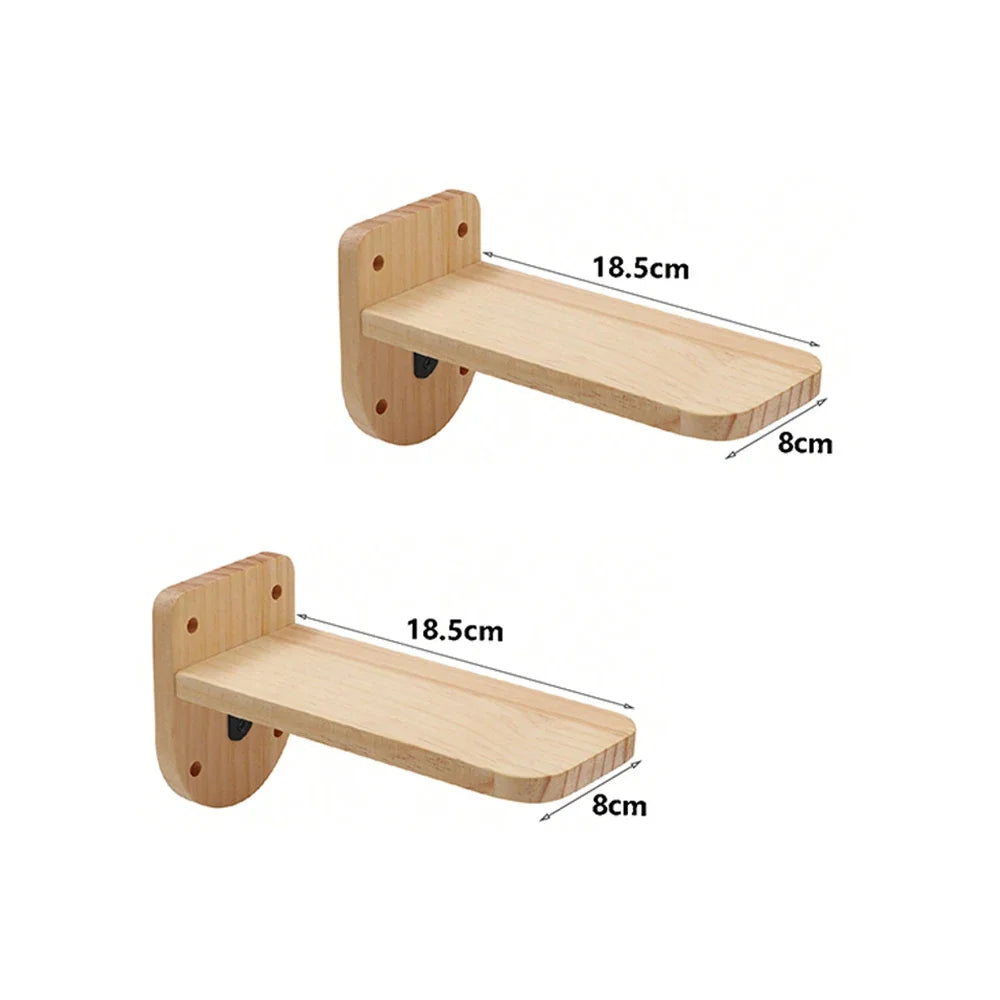 Cat Wall Climbing Shelf with Ladder, Scratching Post, and Hiding House - Pet Furniture Tree Tower Accessories