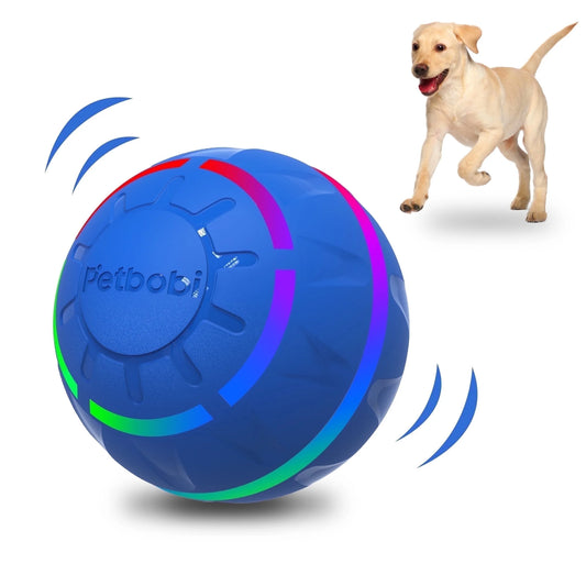 Interactive LED Dog Ball - Rechargeable Rolling Toy for Medium to Large Dogs with Motion and Flashing Lights, Blue