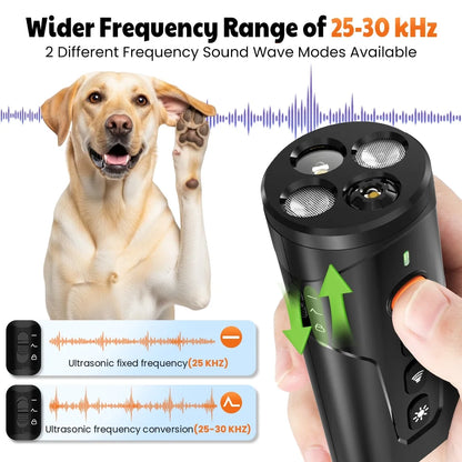 Ultrasonic Bark Control Device - Handheld Dog Deterrent for Behavior Modification, Safe Alternative to Shock Collars