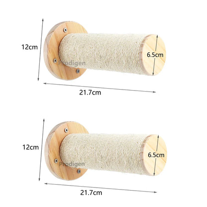 Cat Wall Climbing Shelf with Ladder, Scratching Post, and Hiding House - Pet Furniture Tree Tower Accessories