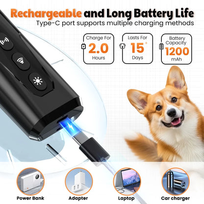 Ultrasonic Bark Control Device - Handheld Dog Deterrent for Behavior Modification, Safe Alternative to Shock Collars