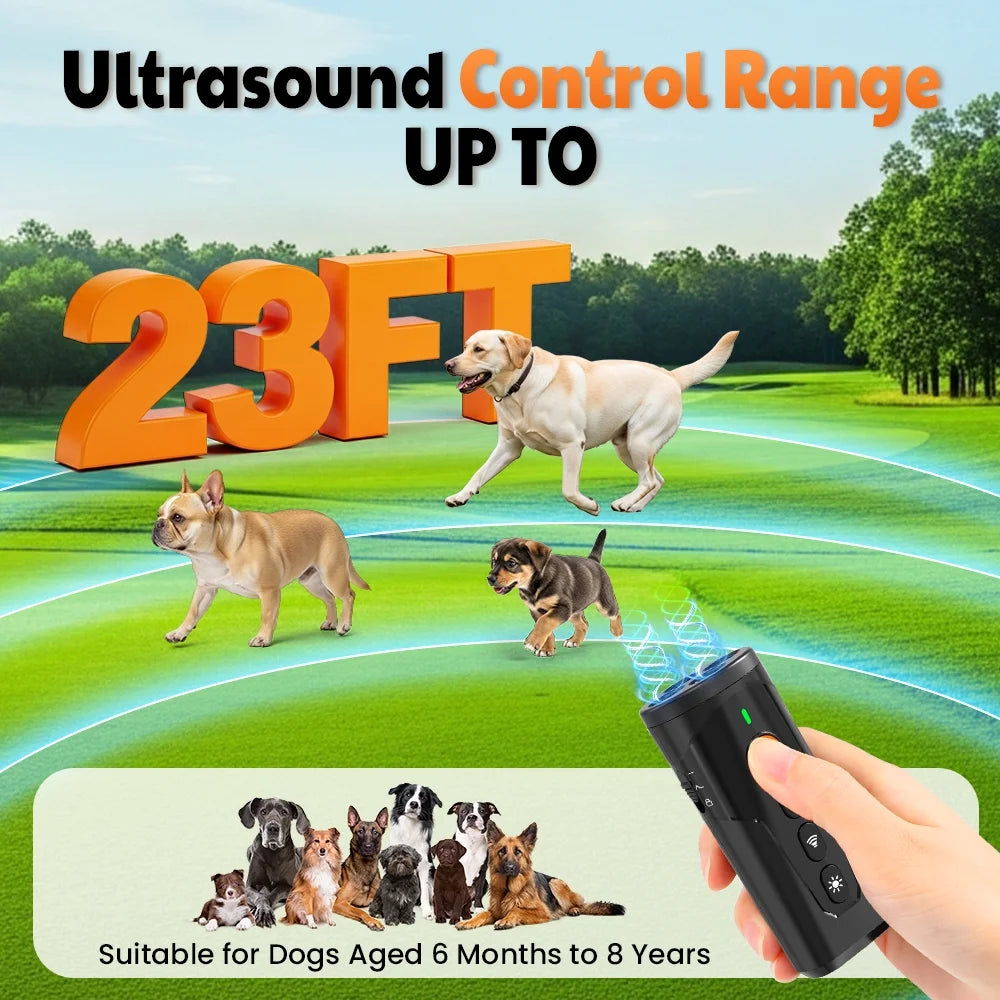 Ultrasonic Bark Control Device - Handheld Dog Deterrent for Behavior Modification, Safe Alternative to Shock Collars