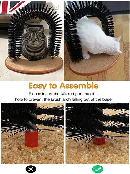 Interactive Cat Grooming and Scratching Set with Catnip and Self-Grooming Arch