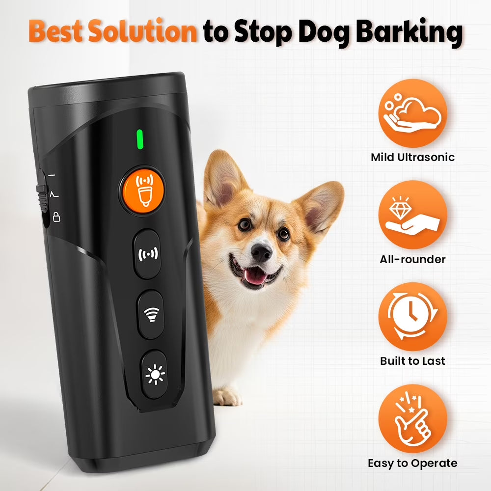 Ultrasonic Bark Control Device - Handheld Dog Deterrent for Behavior Modification, Safe Alternative to Shock Collars