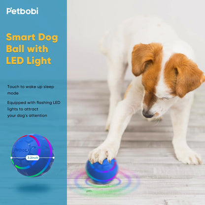 Interactive LED Dog Ball - Rechargeable Rolling Toy for Medium to Large Dogs with Motion and Flashing Lights, Blue