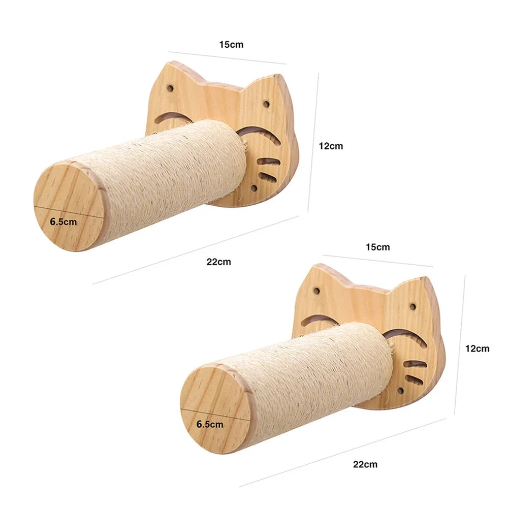 Cat Wall Climbing Shelf with Ladder, Scratching Post, and Hiding House - Pet Furniture Tree Tower Accessories