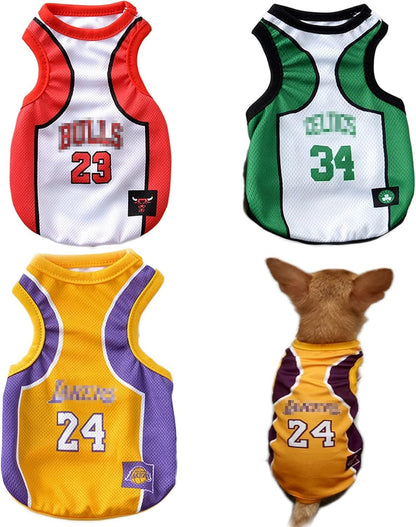 3-Pack Dog Apparel for Small Dogs - Basketball Jerseys for Girls and Boys, Suitable for Chihuahuas, Yorkies, and Bulldogs, Size S