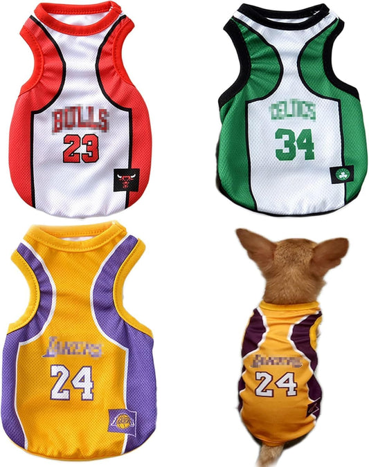3-Pack Dog Apparel for Small Dogs - Basketball Jerseys for Girls and Boys, Suitable for Chihuahuas, Yorkies, and Bulldogs, Size S