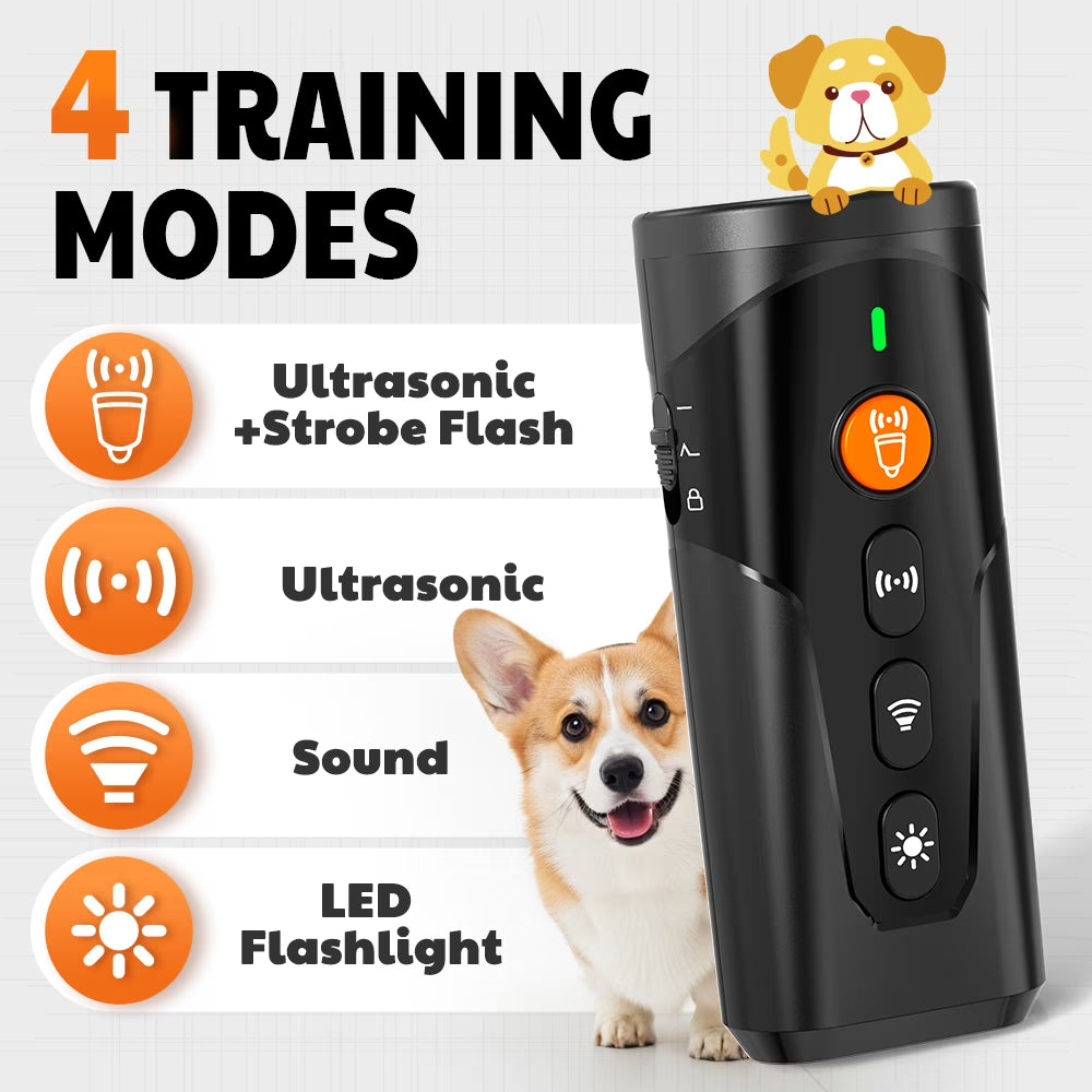 Ultrasonic Bark Control Device - Handheld Dog Deterrent for Behavior Modification, Safe Alternative to Shock Collars